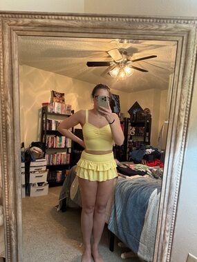 Yellow Ruffle Two-Piece Set